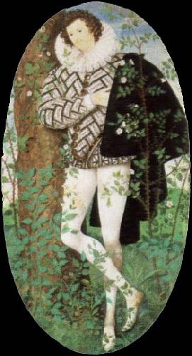 Nicholas Hilliard a youth among roses oil painting image